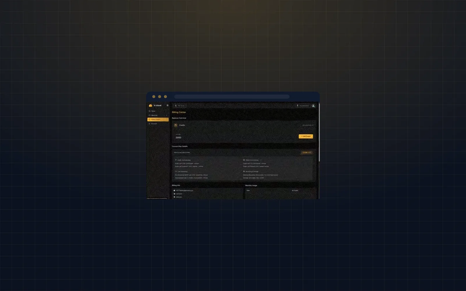 لوحة تحكم VCloud وبها استخدام الواجهة البرمجية والفوترة.